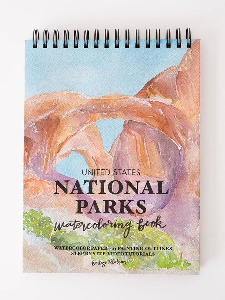 National Parks Watercoloring Book-Outlines w/Video Tutorials for wholesale by Bailey Rae Studio