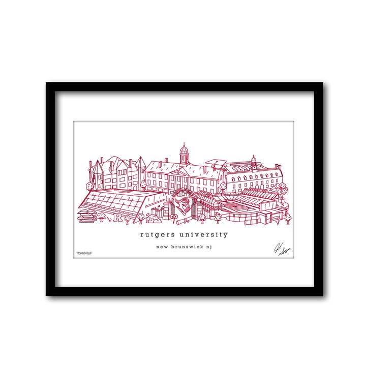 Townsville Art - Venta al por mayor Ilustración - Decoración de pared minimalista de la Universidad de Rutgers, arte de Nueva Jersey