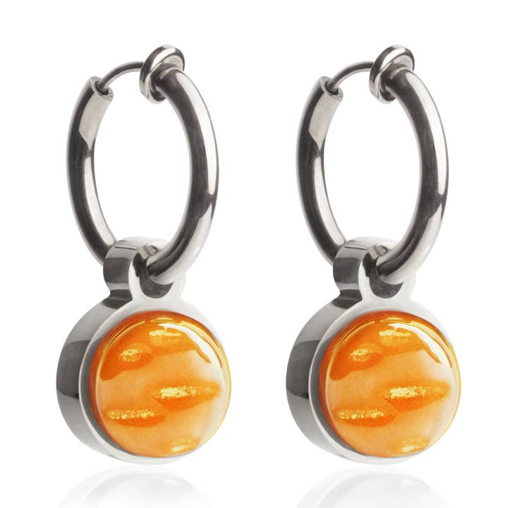Mix & Match earclips with pendant• silver/saffron yellow •14 mm for wholesale by ALEXASCHA