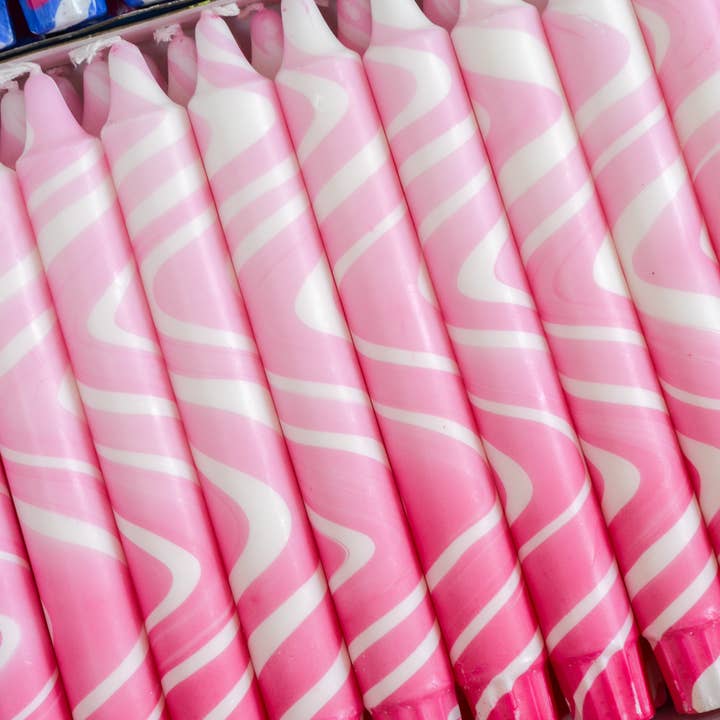 Nordtrice - Wholesale Tapered Candle/Candlestick - Summer Marble Candles - Pink