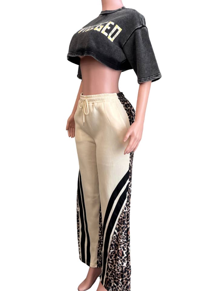 NEWGENS - Wholesale Athletic Pants - Women's - NP4035A Leopard Contrast Track Pants2