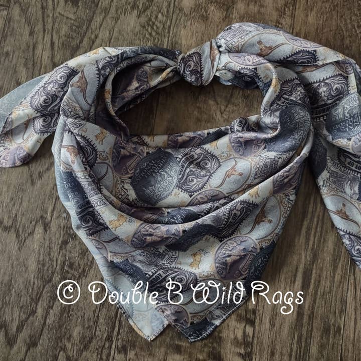 Double B Wild Rags - Wholesale Scarf - Women's - Wild Rag Rodeo Belt Buckle "Hey Champ" MISC 423 Cowboy Western Neck Scarf Bandanna by Double B Wild Rags
