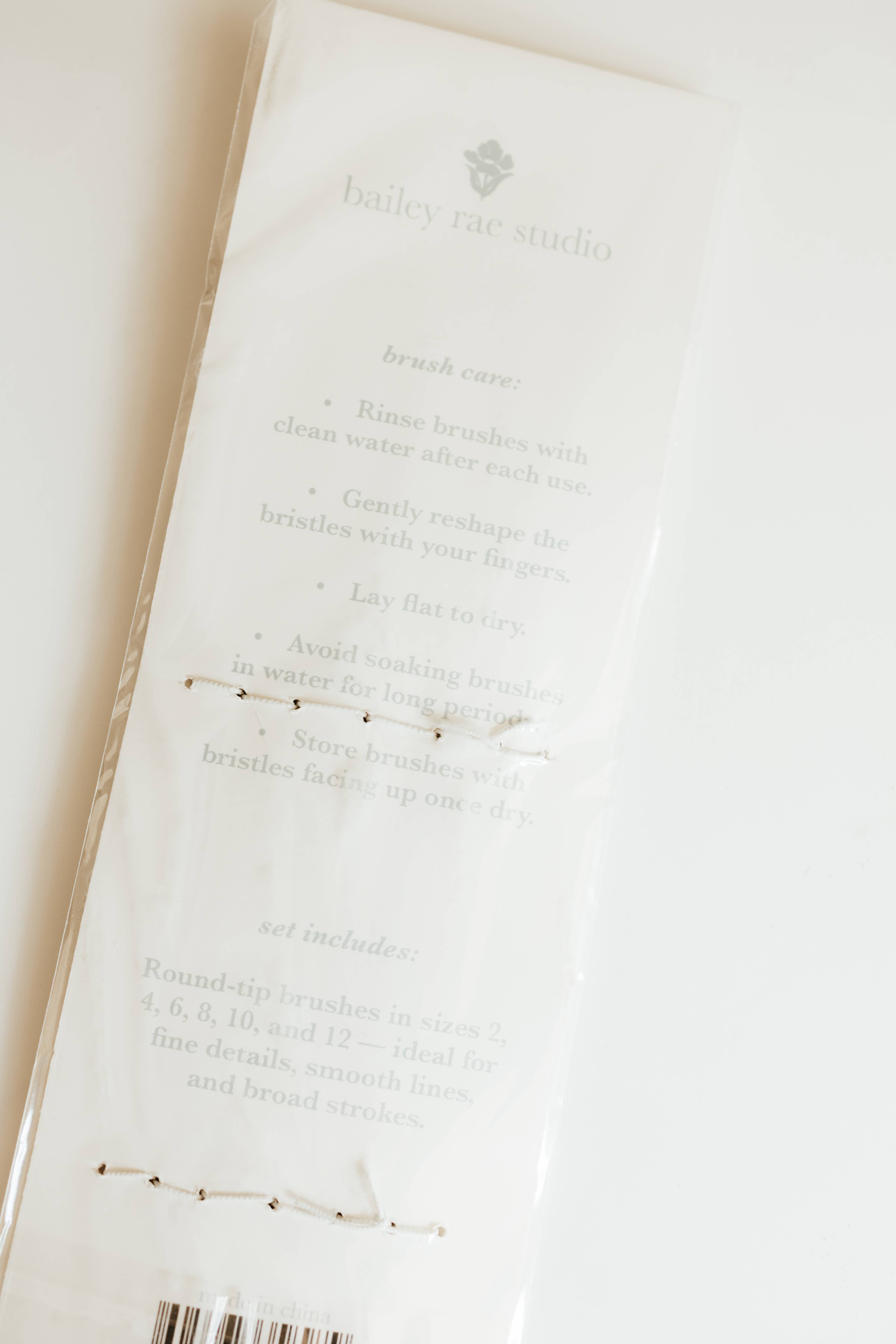 Bailey Rae Studio - Wholesale Watercolor Paint - Round Tip Watercolor Brush Set -- 6 piece5