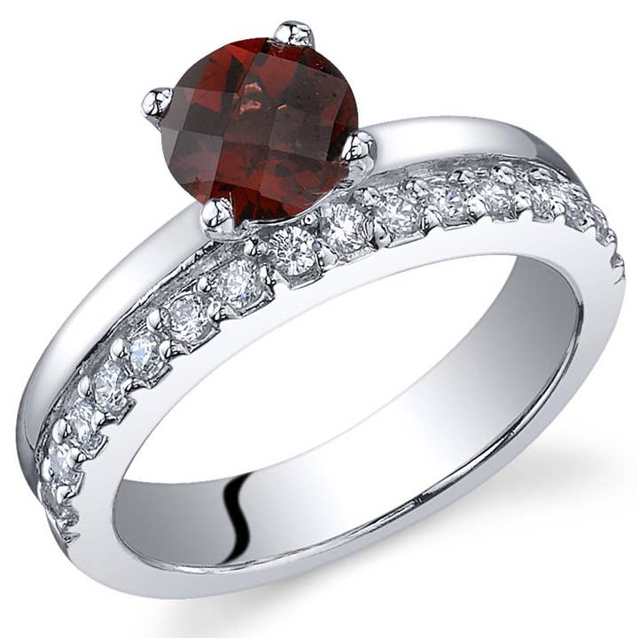 Garnet Round Cut Sterling Silver Ring Size 6 for wholesale by Peliani