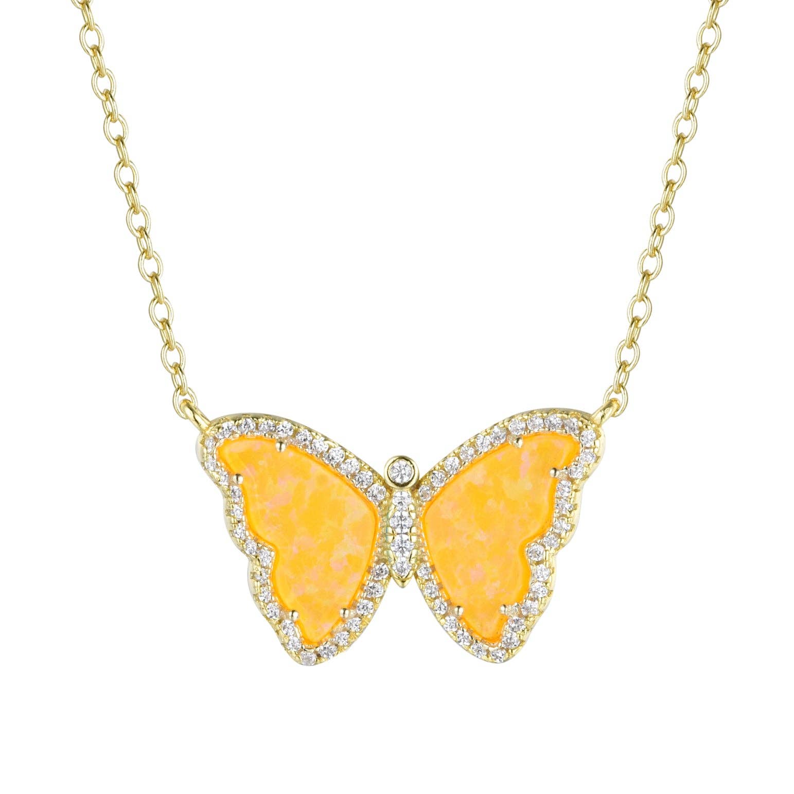 Kamaria Jewelry - Wholesale Pendant/Charm Necklace - Opal Butterfly Necklace With Crystals57