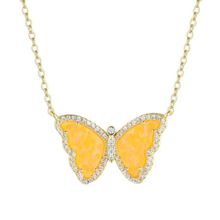 Kamaria Jewelry - Wholesale Pendant/Charm Necklace - Opal Butterfly Necklace With Crystals57