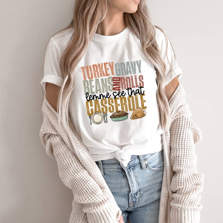 Thanksgiving Fall Turkey Gravy Beans and Roll T-shirt för kvinnor för wholesale av Pecan Creek Designs