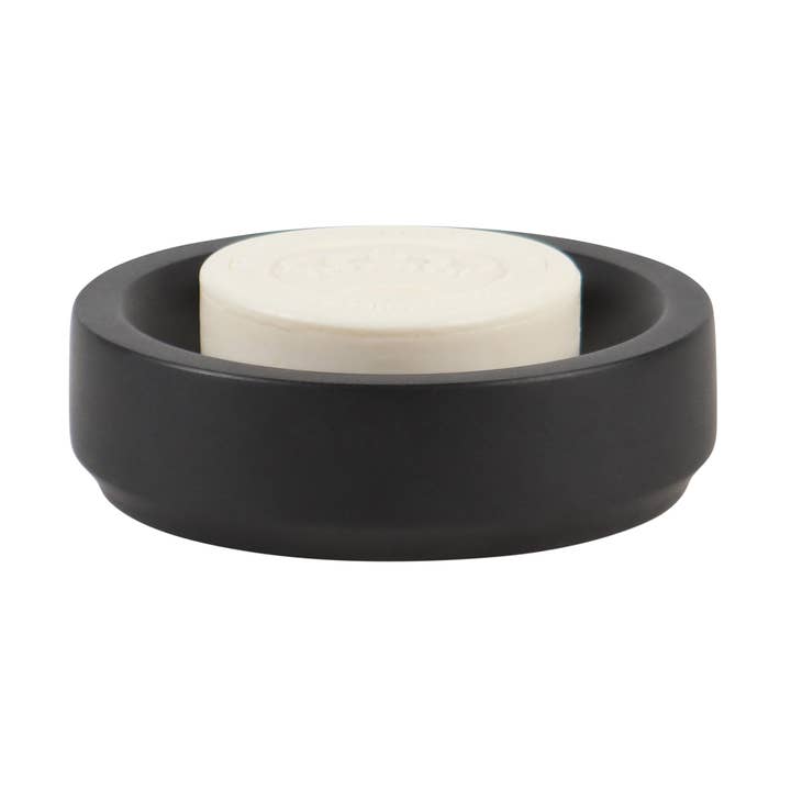 Eris Collection Jet Black Marble Honed Finish Round Soap for wholesale by Marble Crafter