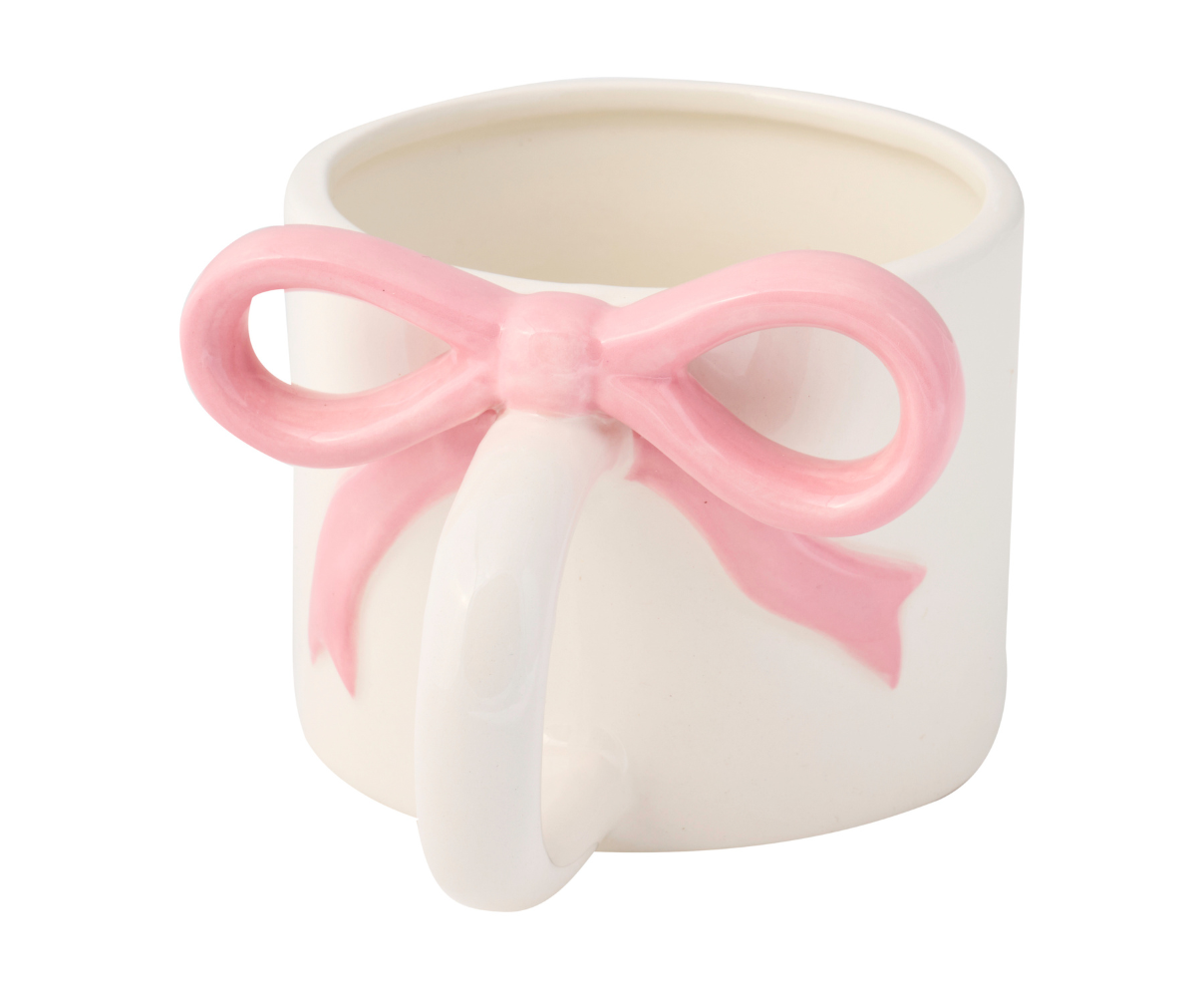 Sophistiplate - Wholesale Coffee Mug - Ceramic Pink Bow on Handle Mug, 12oz0