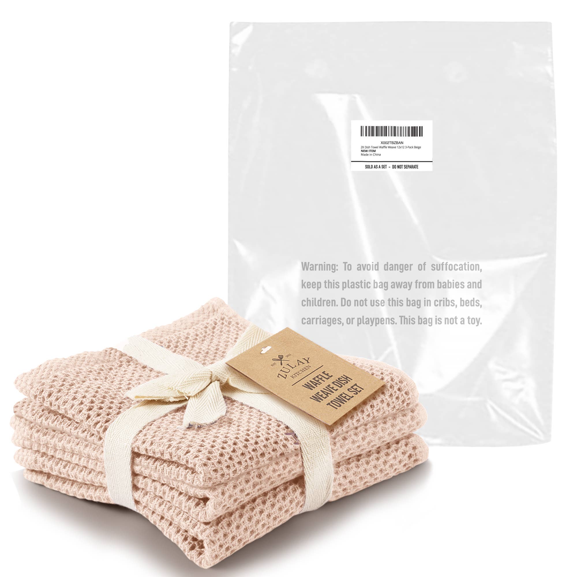 Zulay Kitchen - Vente Torchon - Torchons à vaisselle en tissu gaufré, 12 x 12 pouces (paquet de 3)9