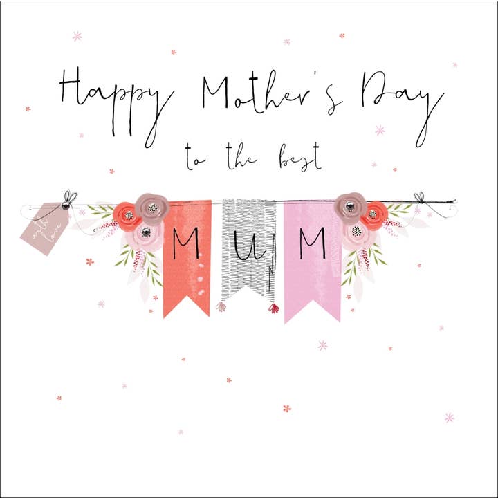 Happy Mother's Day to the Best Mum, Handmade Greeting Card for wholesale by The Handcrafted Card Company