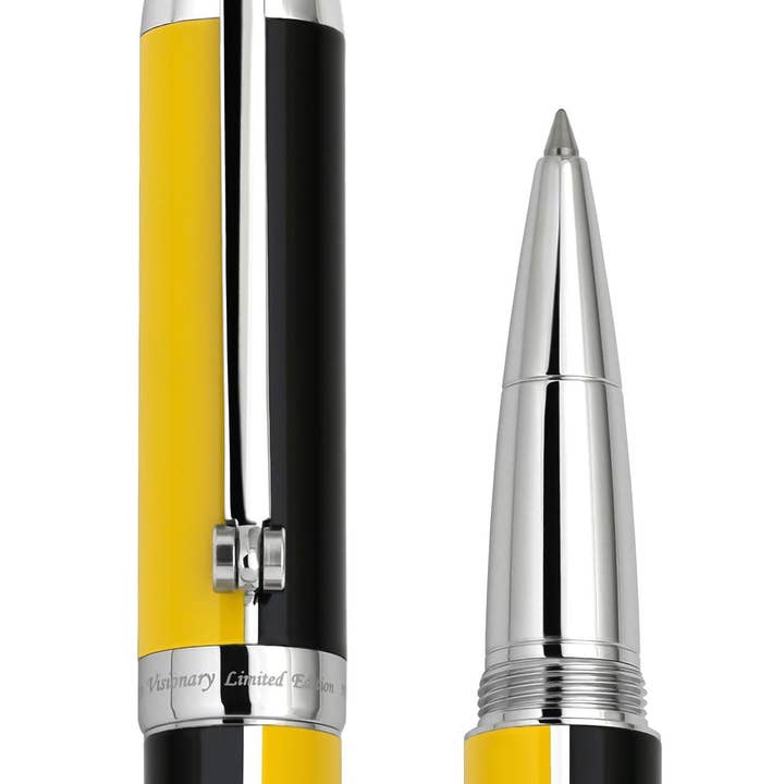 Xezo Visionary® Messing & Aluminium Emaillierter Rollerball-Stift - Speed Gelb / Schwarz für den Großhandel von Xezo