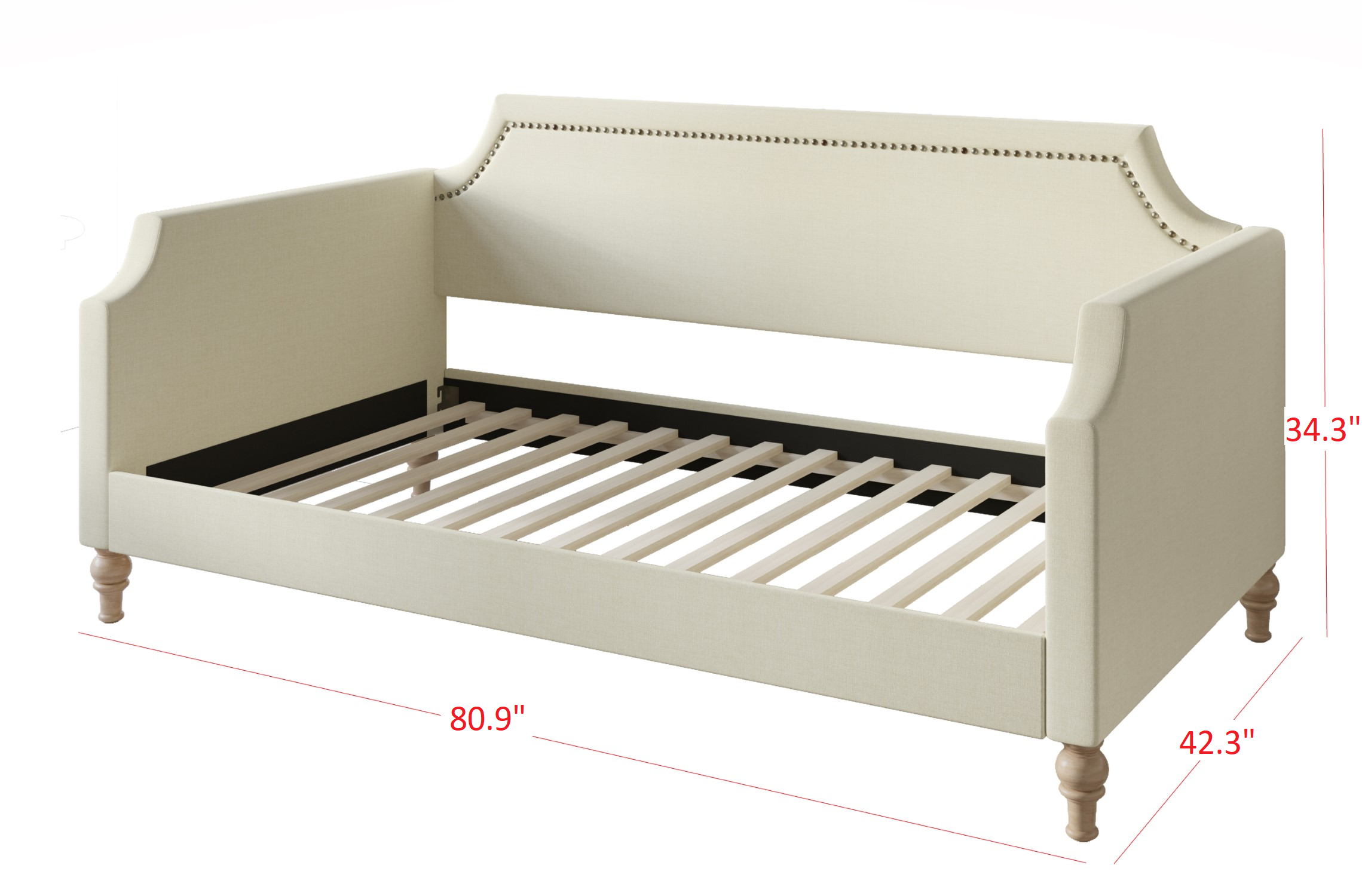 Home Design - Wholesale Day Bed - Pita Upholstered Twin Daybed with Nailhead Trim and Scooped Silhouette, Gray – Adult Living Room, Guest Room, or Bedroom, Easy Assembly9