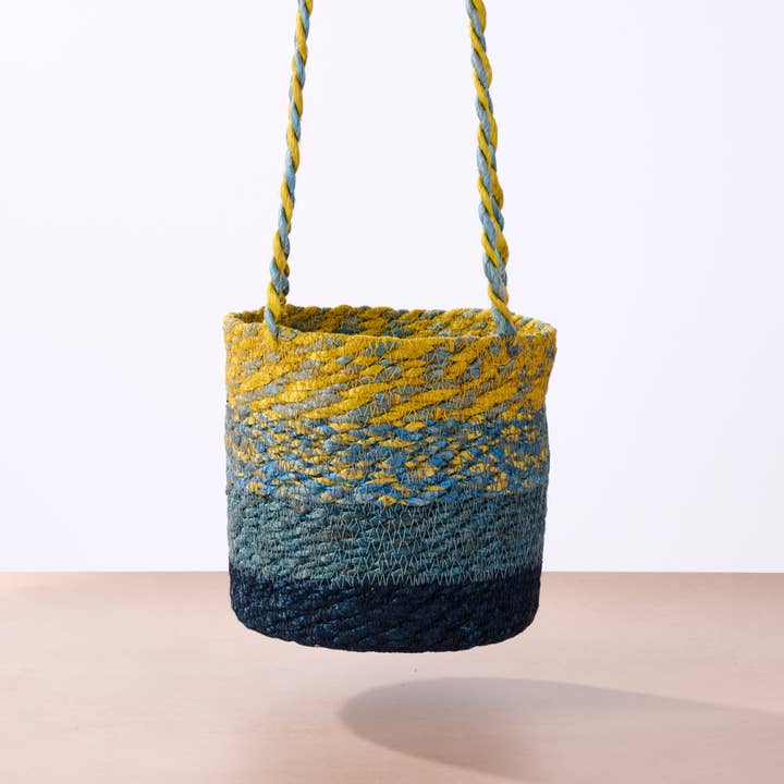 Ten Thousand Villages - Wholesale Hanging Planter - Buna Jute Plant Hanger - Blue1
