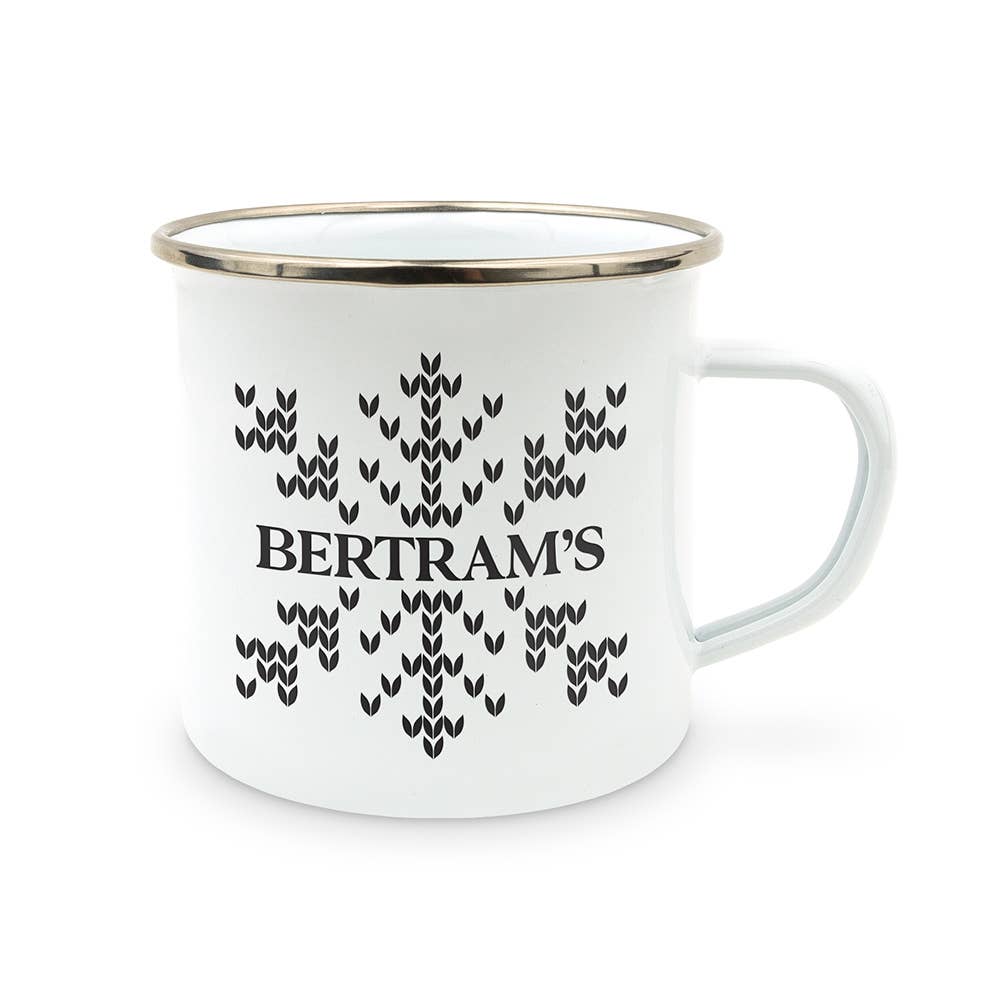 Weddingstar Inc. – wholesale Coffee mug – Personalized Wht Enamel SS Coffee Mug-Knit Sweater Snowflake