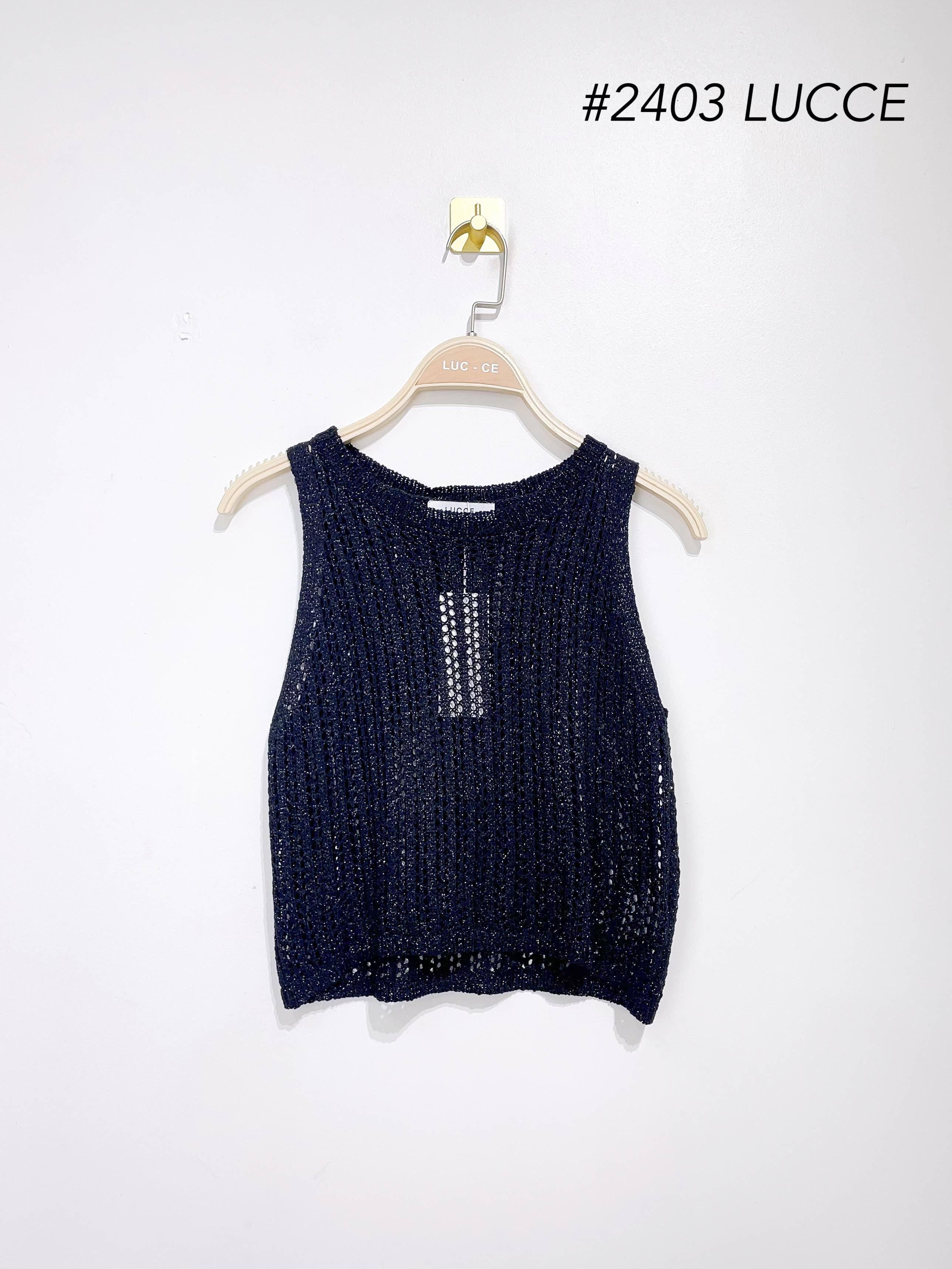 LUCCE - Wholesale Knit Top - Women's - Lurex crochet top - 24030