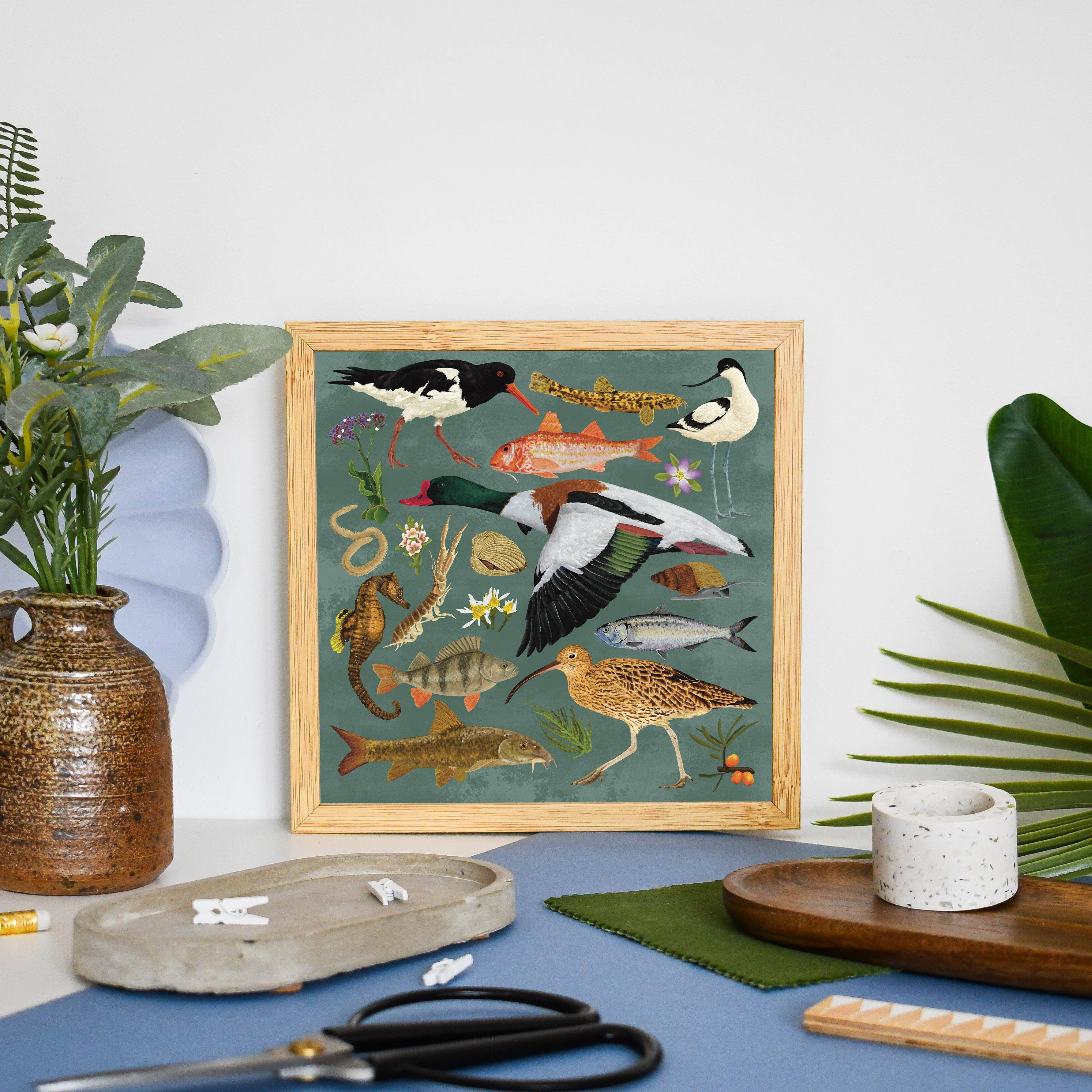 Ferne Creative – Engroshandel Kunsttryk – Flodmundingsdyreliv Tryk1