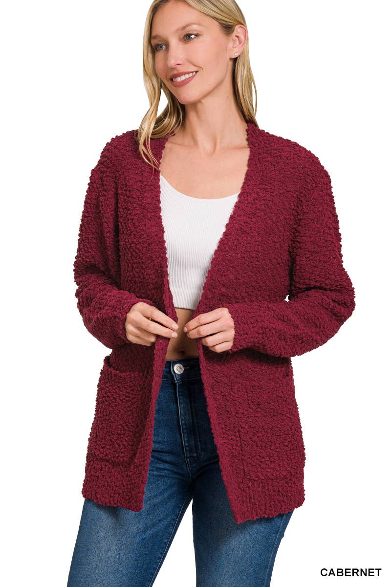 Vanilla Monkey - Wholesale Cardigan - Women's - Long Sleeve Popcorn Sweater Cardigan With Pockets3