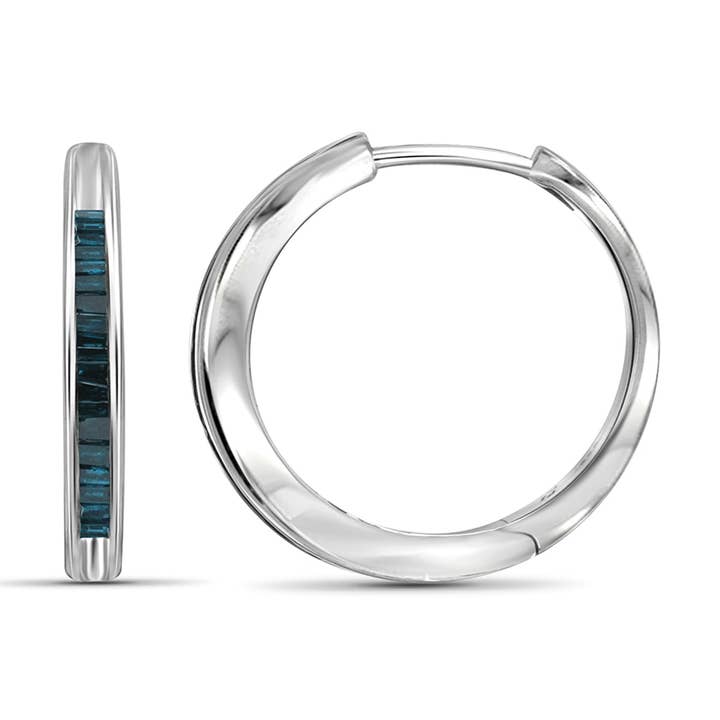 1/2 karaat T.W. blauwe diamant sterling zilveren oorringen voor wholesale door JewelonFire