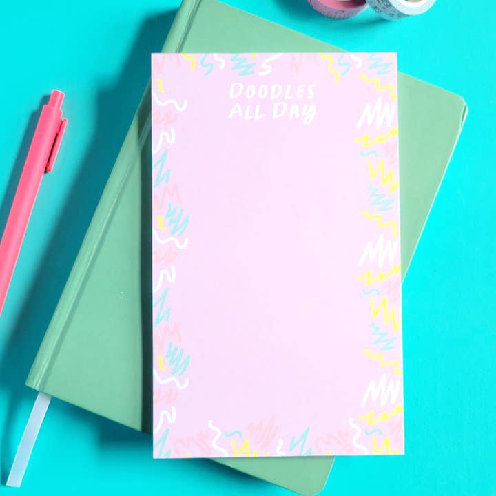 Doodles All Day Unlined Notepad for wholesale by Lucky Dog Design Co.
