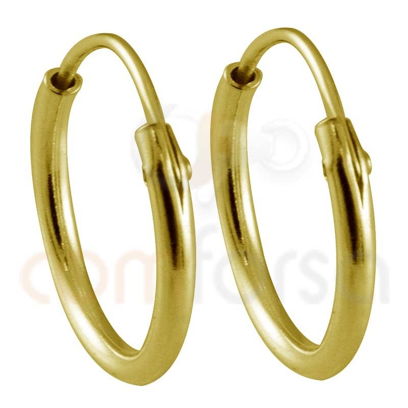 COM FORSA SL - Vendita all'ingrosso Orecchini a cerchio - Orecchini a cerchio tubolari in argento sterling 925 placcati oro, diametro 12 mm0