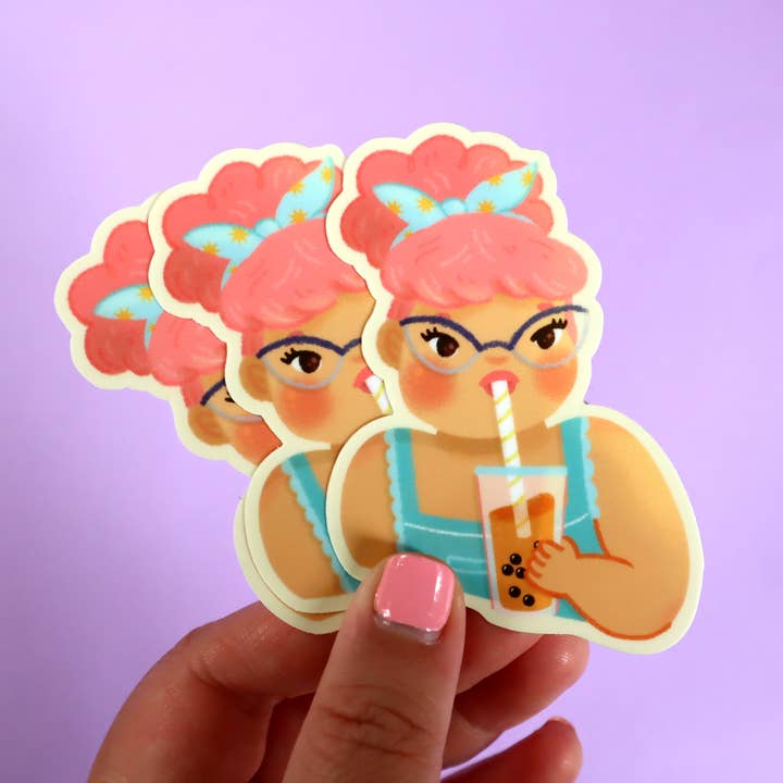 Boba Girl Sticker for wholesale by Yay! It's Vica