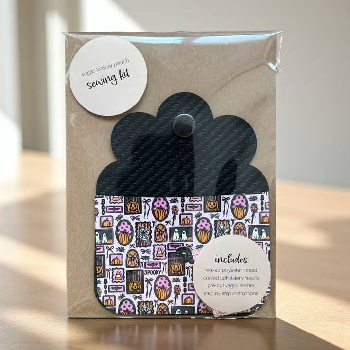 Sewing Kit - Vegan Leather Pouch - Spoooky Bows for wholesale by Lizabell Studio