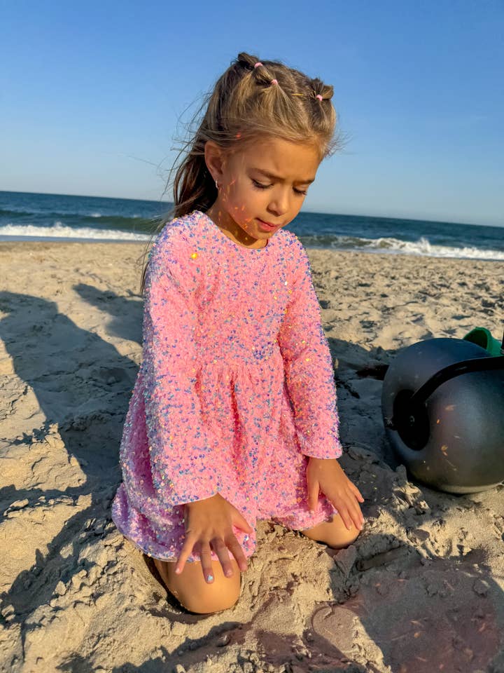 Ellie and Mila - Venta al por mayor Vestido - Niños - Vestido rosa con lentejuelas3