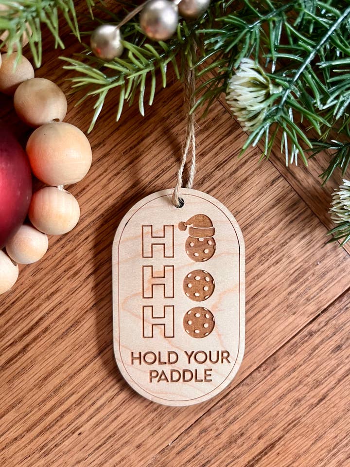 Funny Pickleball Ho Ho Ho lover Christmas Ornament for wholesale by Rustic Raleigh