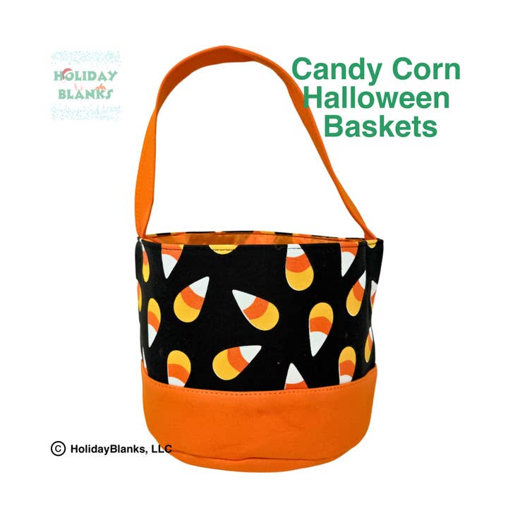 Halloween Candy Corn design basket embroidery blanks for wholesale by Holiday Blanks