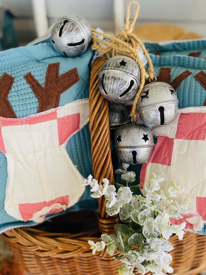 Handmade Reindeer Pillow Vintage Quilt rustic Christmas deco for wholesale by A Gnome on the Roam