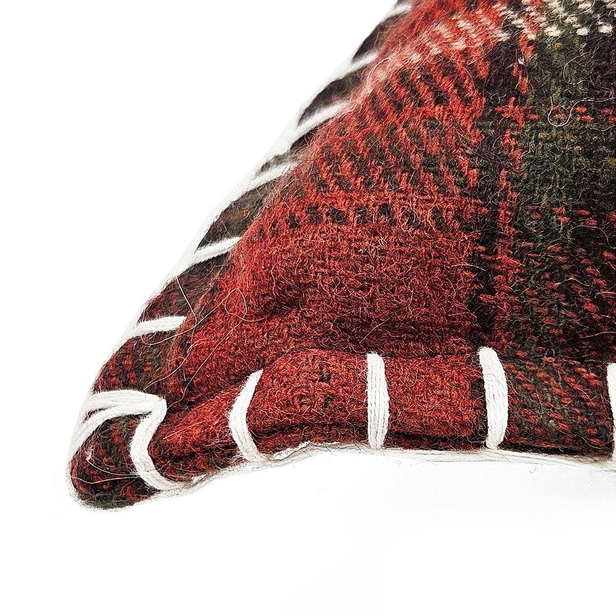 A&B Home Group Inc. - Wholesale Throw/Decorative Pillow - 18x18" Wool/Acrylic Cabin Pillow Brown/Burgunday Plaid4