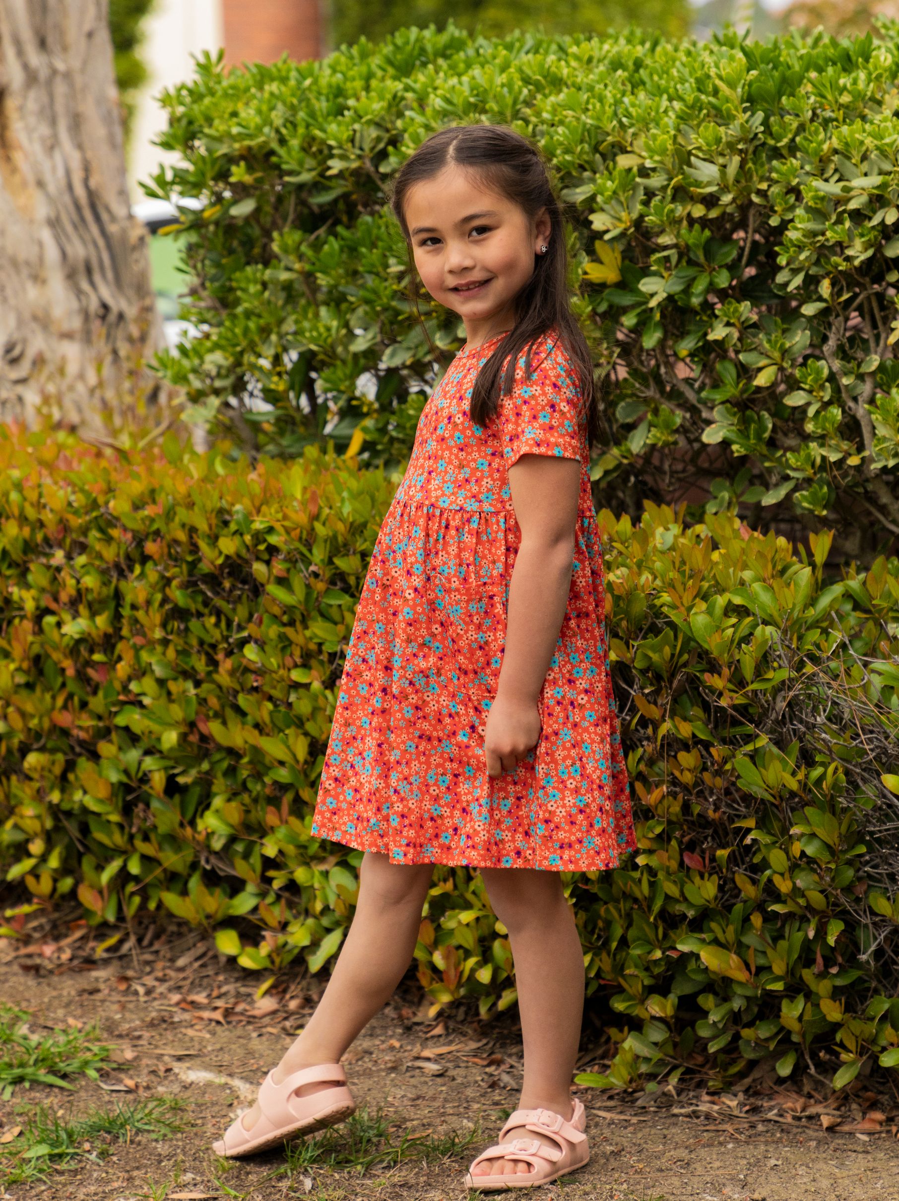 Tickled Teal - Wholesale Dress - Kids - Spring Pattern Little Girls Pocket Dress13