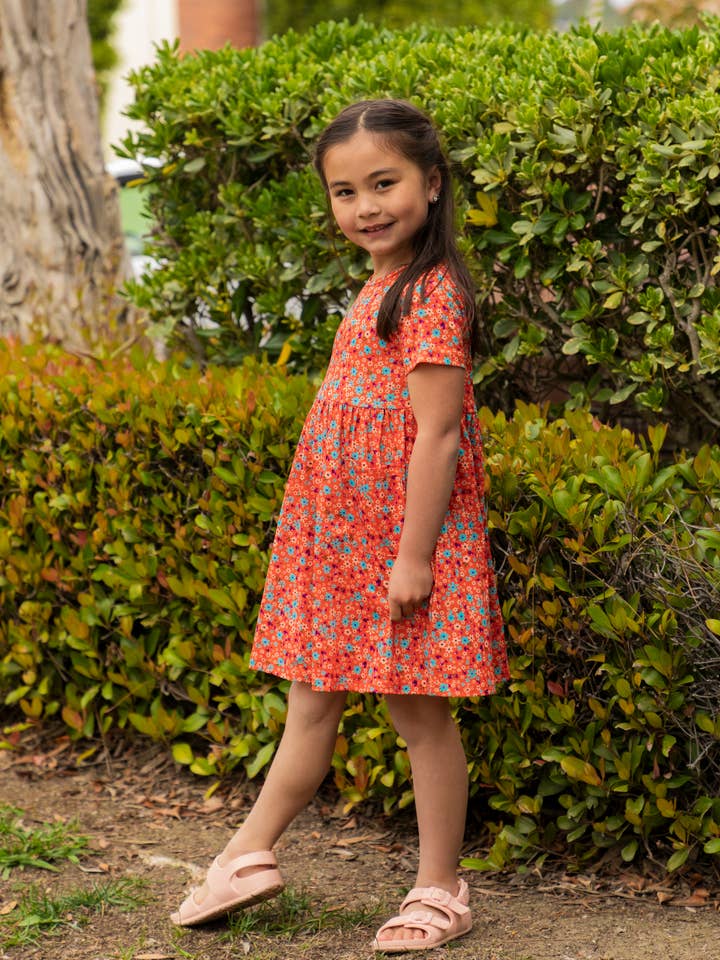 Tickled Teal - Vendita all'ingrosso Vestito - Bambini - Abito da taschino per bambine con motivo primaverile13