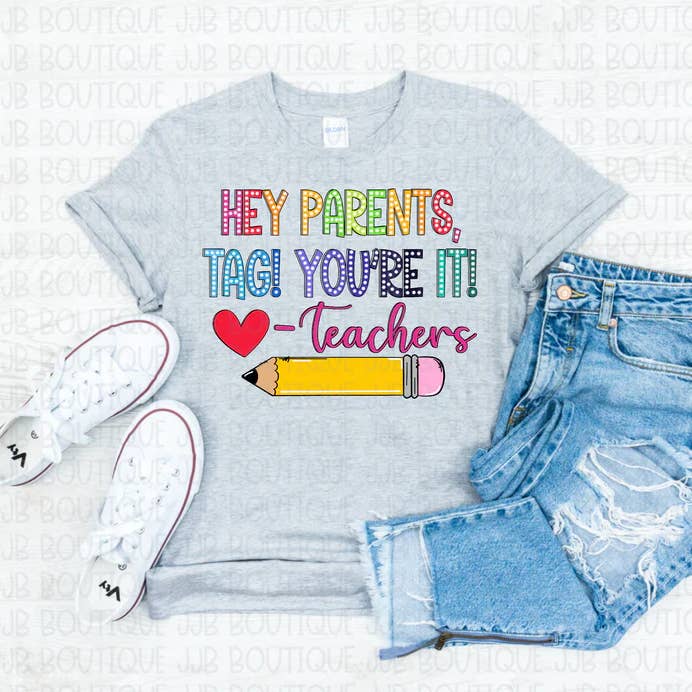 Hey Parents Tee for wholesale by Rockin’ 5A Apparel