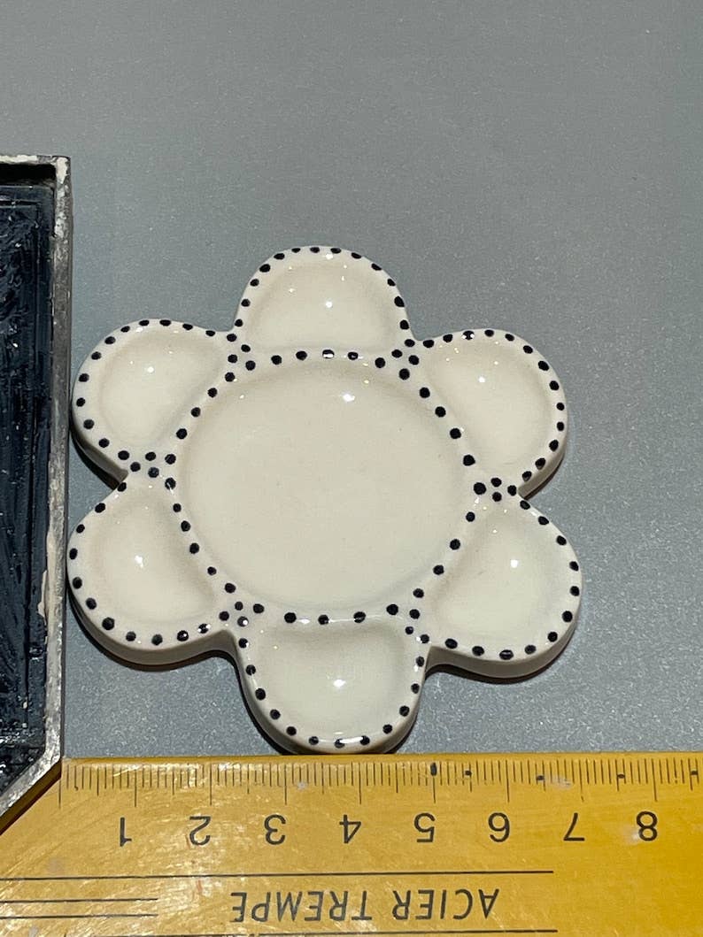 Muddy Ceramic Limited – Paleta/bandeja de mistura por atacado – Paleta portátil de cerâmica com design floral, paleta artesanal para artistas, paleta para aquarela1