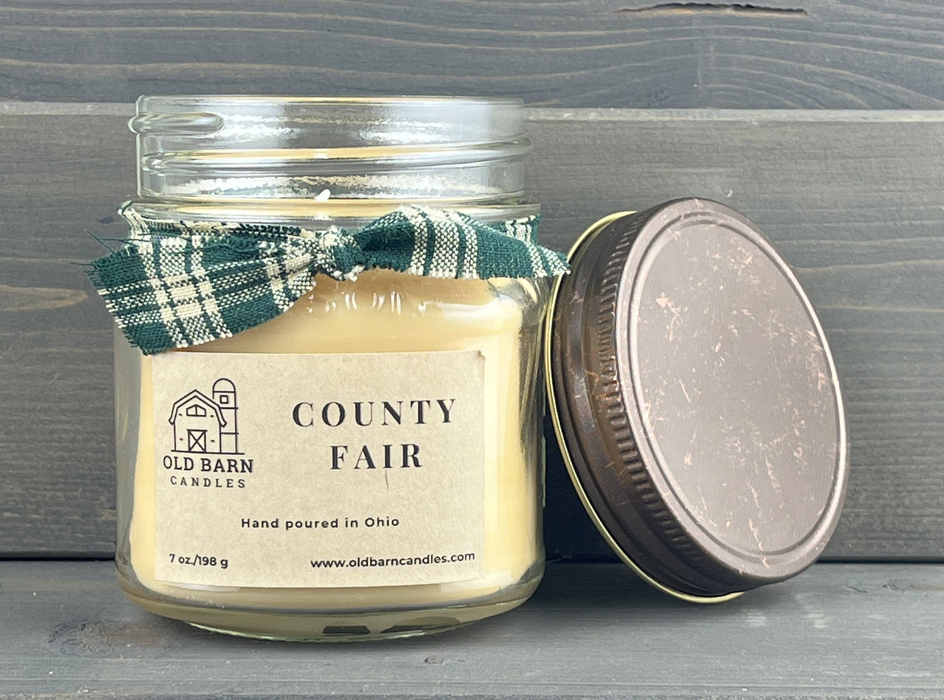 Old Barn Candles - Wholesale Jar/Filled Candle - County Fair 8oz Mason Jar Candle w/ Rustic Lid1