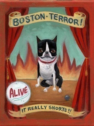 Boston Terrier gift, Boston Terrier art, boston terrier prin for wholesale by Brian Rubenacker studios