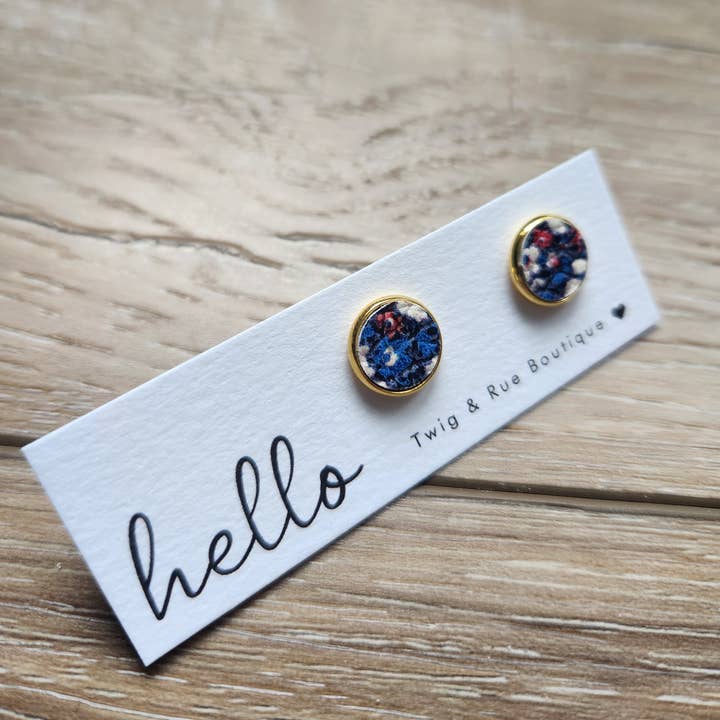 Twig & Rue boutique - Wholesale Stud/Post Earrings - Leather button studs| Pattern collection