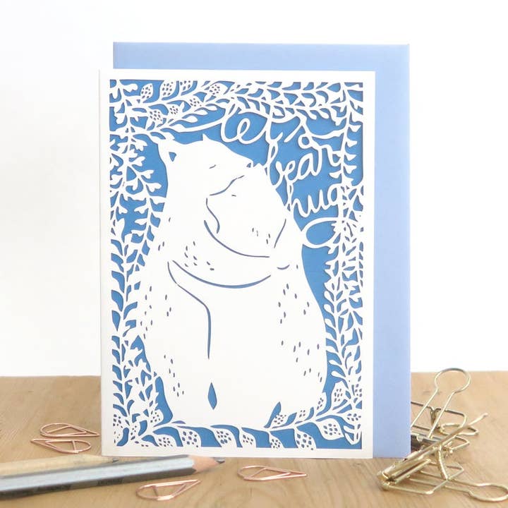 Bear hug card, Cute anniversary card, Love card for wholesale by Chow's Stories
