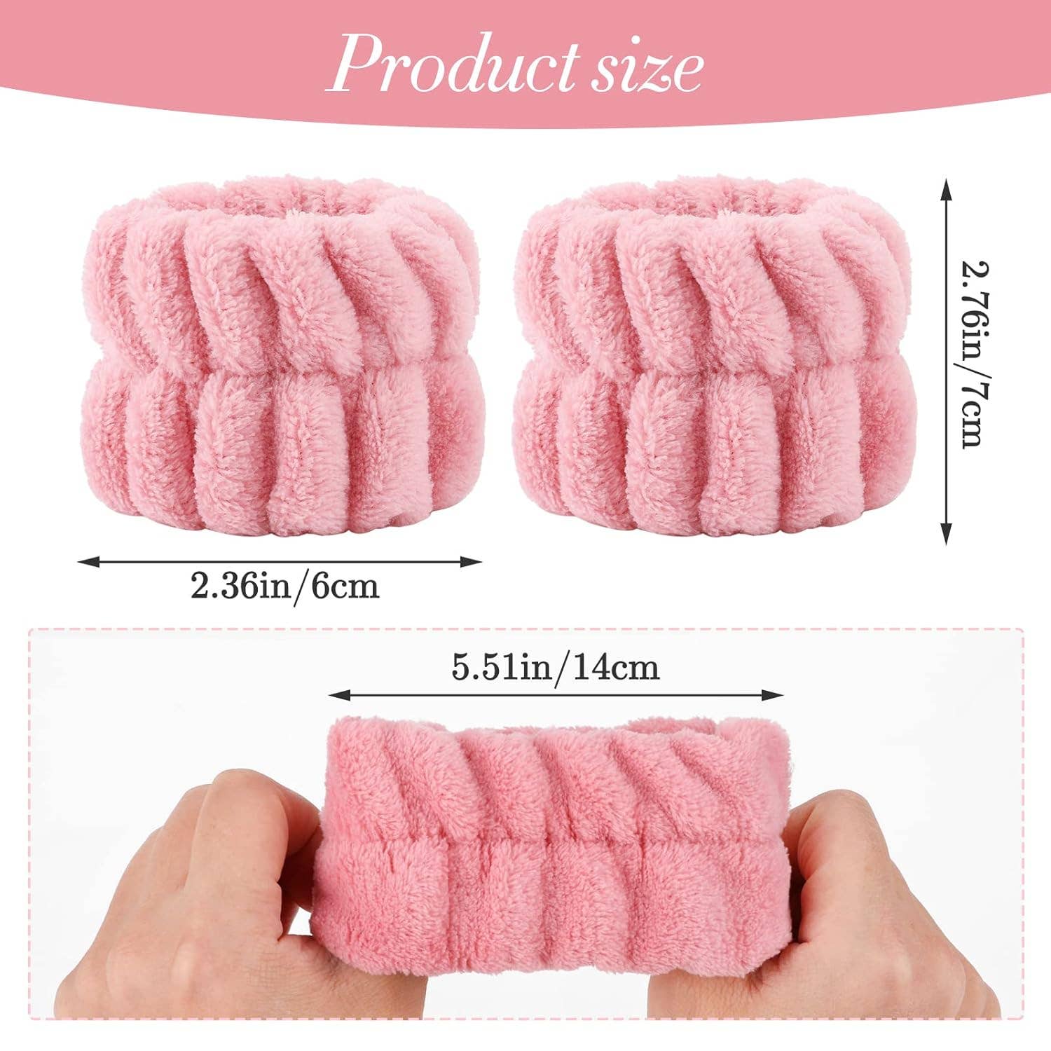 Magnifique Hearts - Vente Bandeau pour le spa - Bracelets poignet en peluche douce lavables pour routine de soins de la peau6