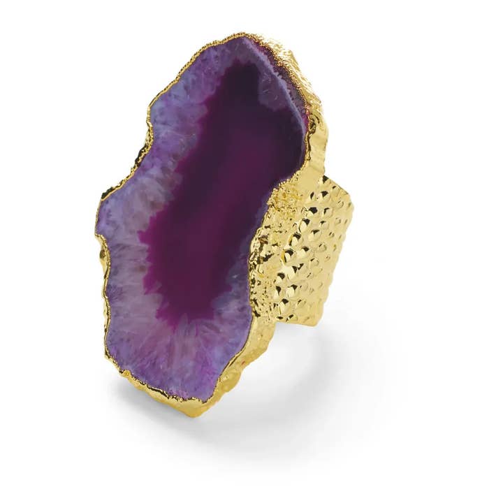 'ULTRA MEGA' Purple Gemstone Gold Statement Ring for wholesale by YAA YAA LONDON