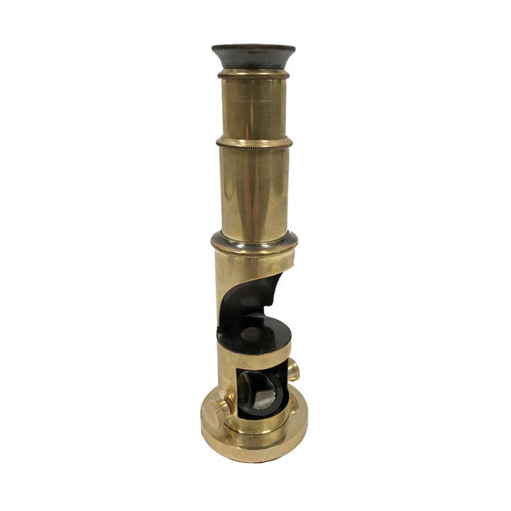 Madison Bay Co. - Historical Home Decor Reproductions - Wholesale Decorative Tabletop Object - 6-3/4" Portable Polished Brass Field Microscope