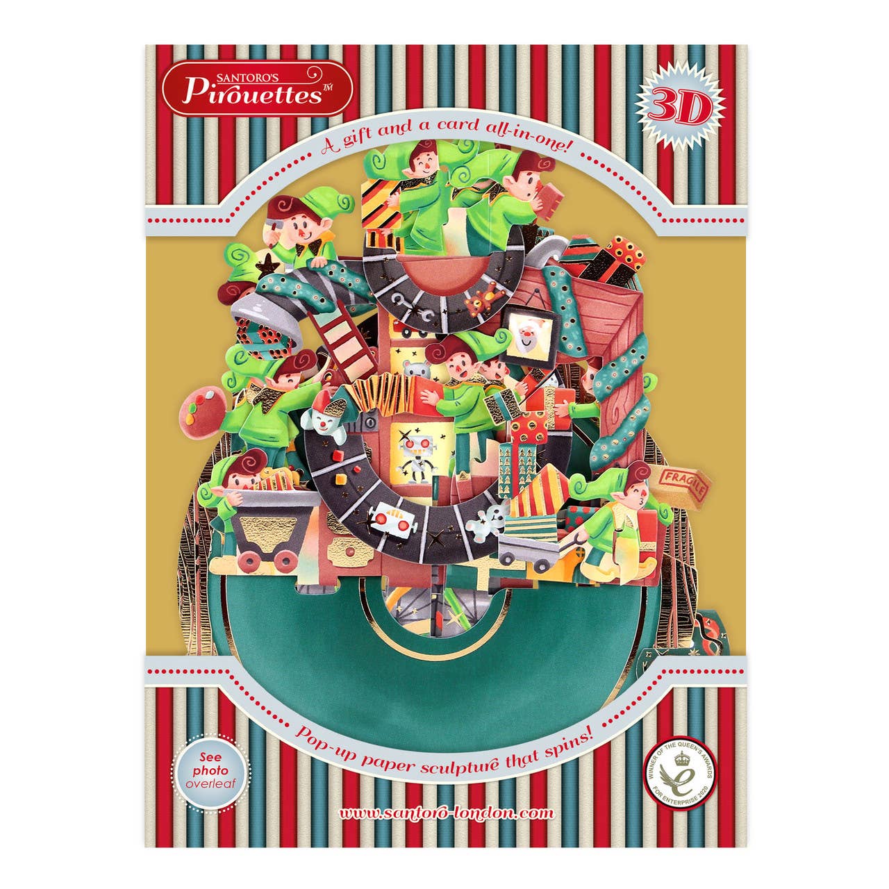 Santoro London - Wholesale Christmas Card - XPS095 - Pirouettes Card - Santa's Workshop7