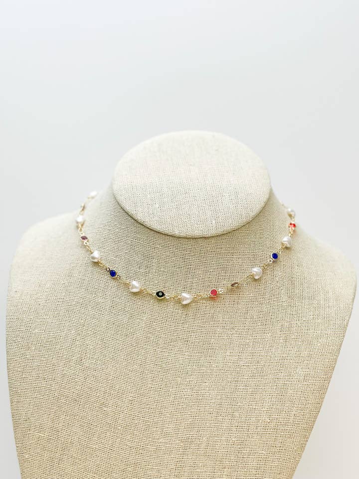 Heart Pearl Station Necklace for wholesale by Prep Obsessed Wholesale