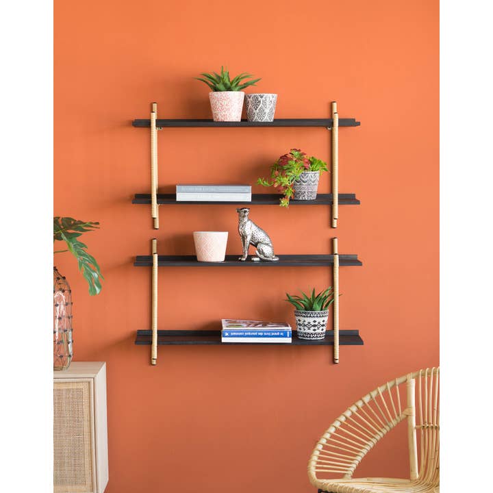 A&B Home Group Inc. - Wholesale Free-standing shelf - 36x10x20.5" Two Tiers Shelf - Black/Brown10