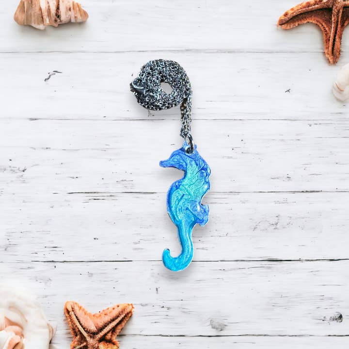 Three Dandelion Wishes - Wholesale Pendant/Charm Necklace - Hand Painted Seahorse Necklace8