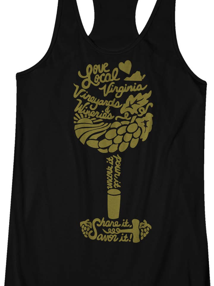 Virginia Wineries (Gold Graphic) - Women's Racerback Tank for wholesale by Brag Swag