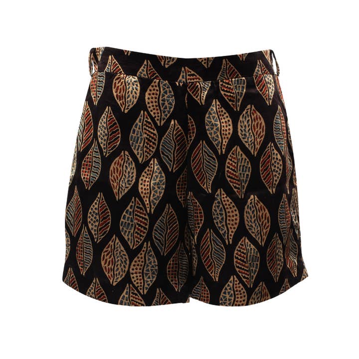 Kurinji - Venta al por mayor Pantalones cortos - Mujer - Pantalones cortos con estampado de bloques teñidos naturales Gaia
