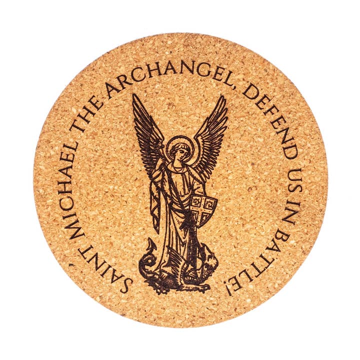 St. Michael the Archangel Catholic Coaster – Laser Engraved Cork Drink Coaster – Spiritual Home Decor Gift – Desk, Kitchen, End Table for wholesale by SercelPress